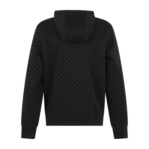 Armani Exchange - Felpa cappuccio nera in cotone con stampa logo regular fit