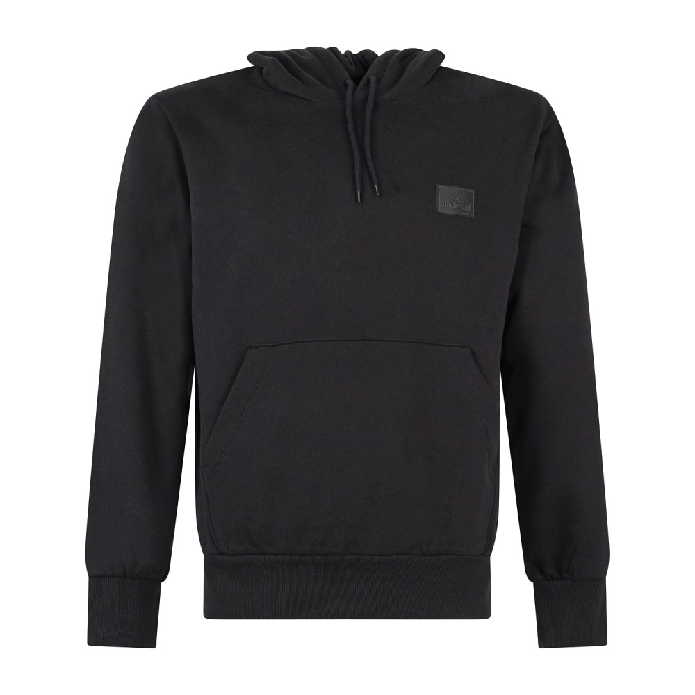 Timberland - Felpa cappuccio nera in cotone badge silicone regular fit per uomo
