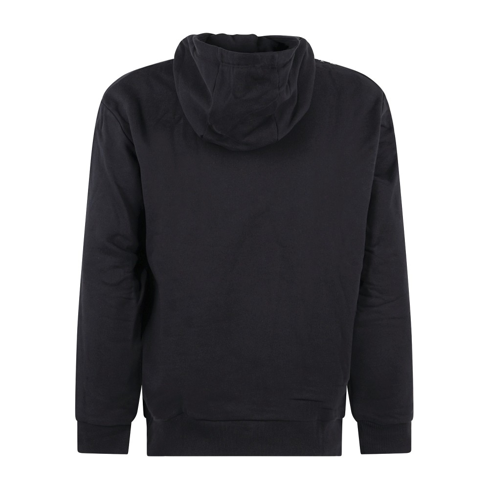 Armani Exchange - Felpa cappuccio blu in cotone con stampa logo relaxed fit per