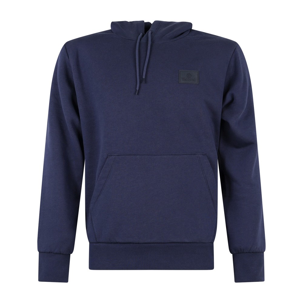 Timberland - Felpa cappuccio blu in cotone badge silicone regular fit per uomo