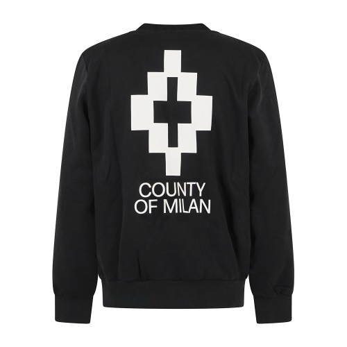 County Of Milan - Felpa girocollo nera in cotone con logo stampato per uomo | 2
