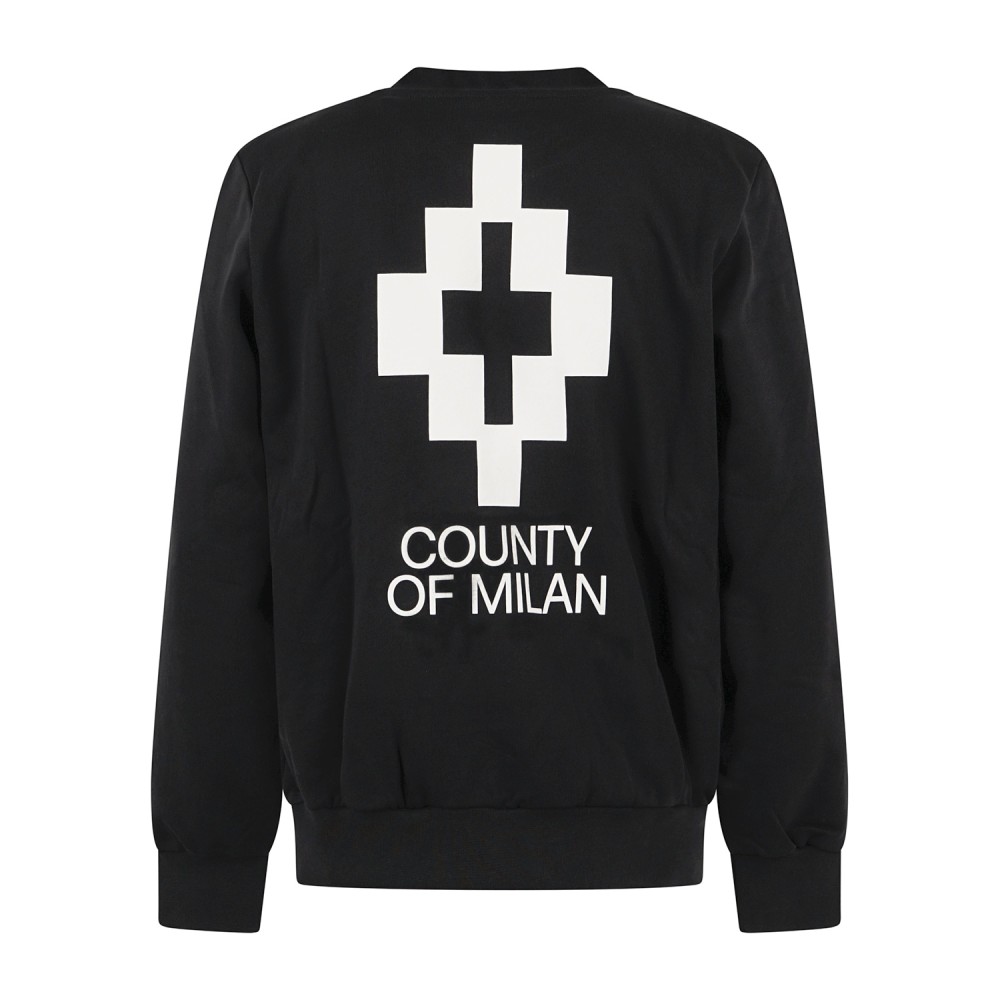 County Of Milan - Felpa girocollo nera in cotone con logo stampato per uomo |