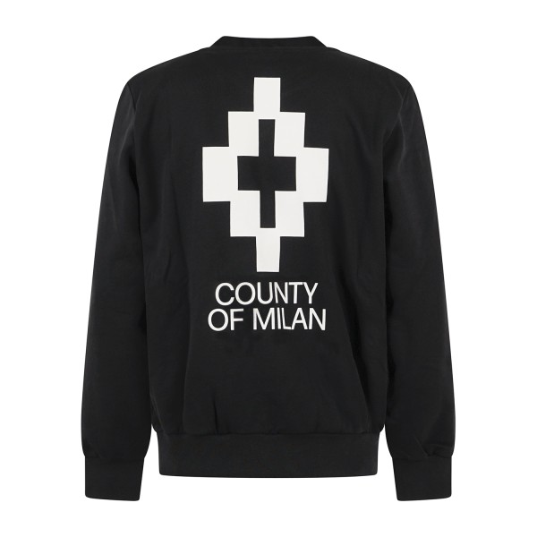 County Of Milan - Felpa girocollo nera in cotone con logo stampato per uomo |