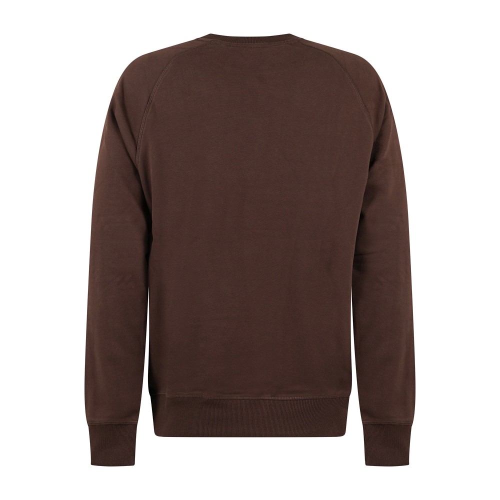 Timberland - Felpa girocollo marrone in cotone logo ricamato regular fit per