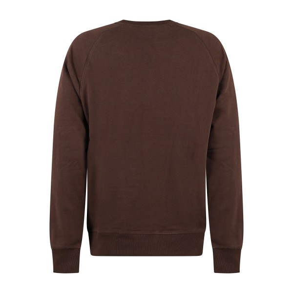 Timberland - Felpa girocollo marrone in cotone logo ricamato regular fit per