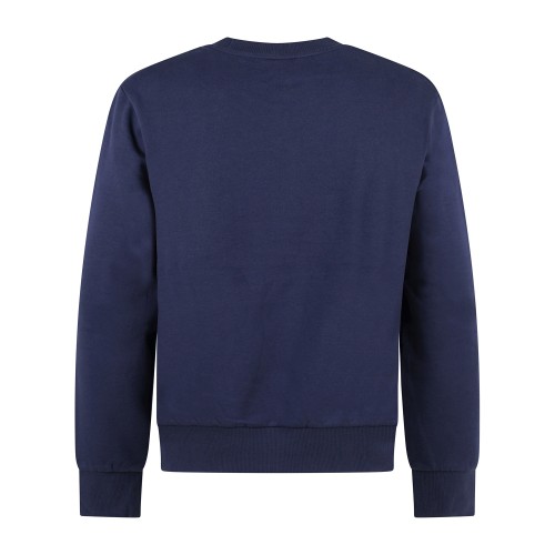 +39 Masq - Felpa girocollo blu in cotone patch silicone regular fit per uomo | 2