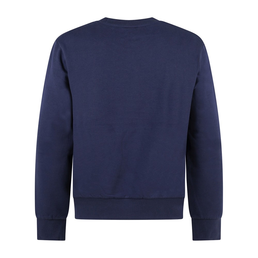 +39 Masq - Felpa girocollo blu in cotone patch silicone regular fit per uomo |