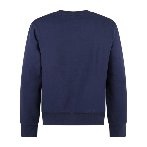 +39 Masq - Felpa girocollo blu in cotone patch silicone regular fit per uomo |