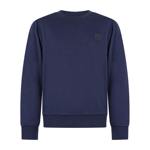 +39 Masq - Felpa girocollo blu in cotone patch silicone regular fit per uomo |