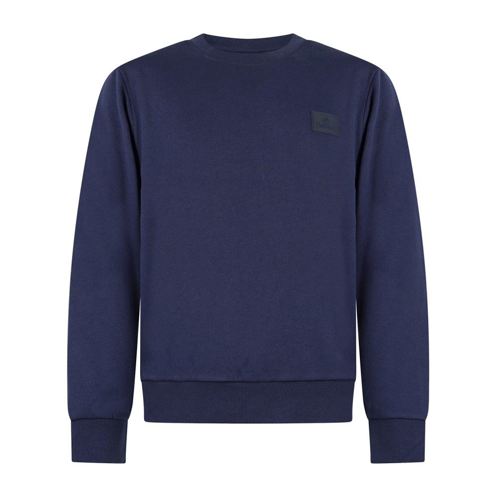 +39 Masq - Felpa girocollo blu in cotone patch silicone regular fit per uomo |