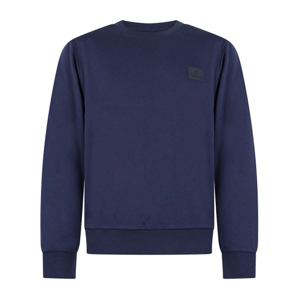 +39 Masq - Felpa girocollo blu in cotone patch silicone regular fit per uomo |