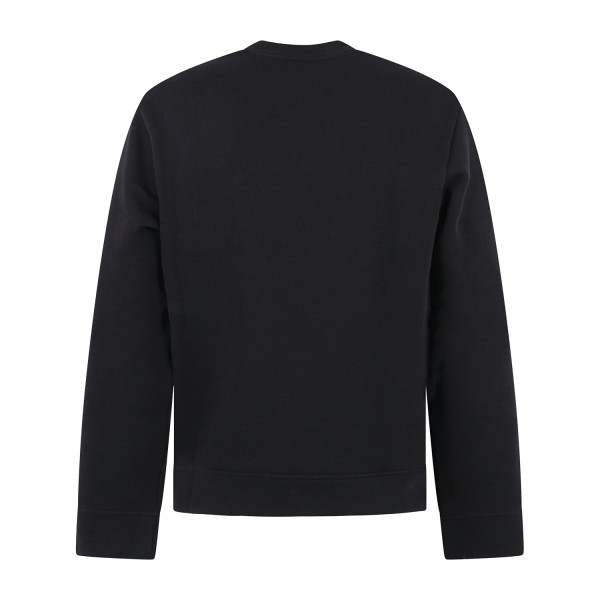 Armani Exchange - Felpa girocollo blu in cotone e logo sul petto regular fit