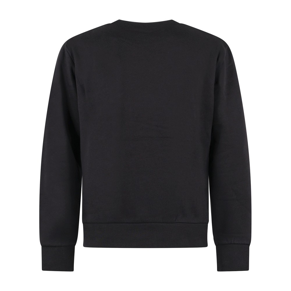 Timberland | Felpa girocollo nera in cotone badge silicone regular fit per uomo