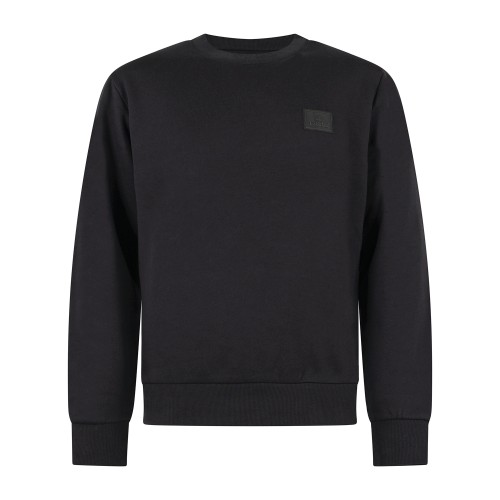 Timberland | Felpa girocollo nera in cotone badge silicone regular fit per uomo