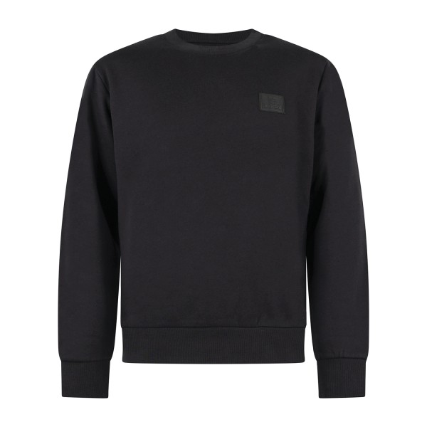 Timberland | Felpa girocollo nera in cotone badge silicone regular fit per uomo