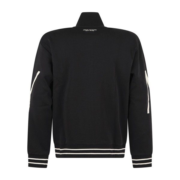 Armani Exchange - Felpa full zip nera con e stampa logo relaxed fit per uomo |