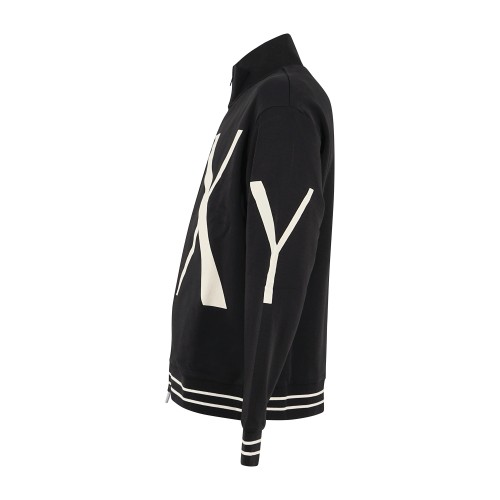 Armani Exchange - Felpa full zip nera con e stampa logo relaxed fit per uomo | 2