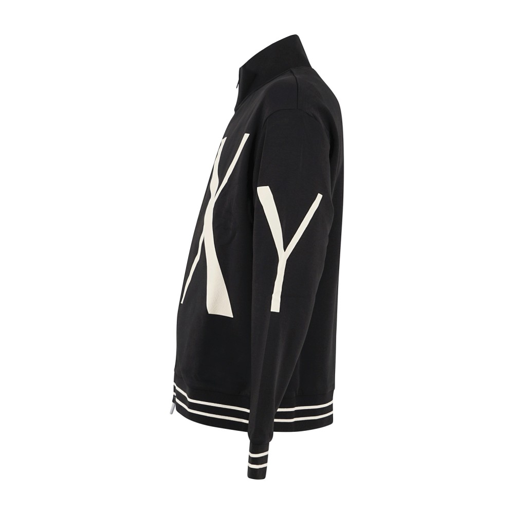 Armani Exchange - Felpa full zip nera con e stampa logo relaxed fit per uomo |