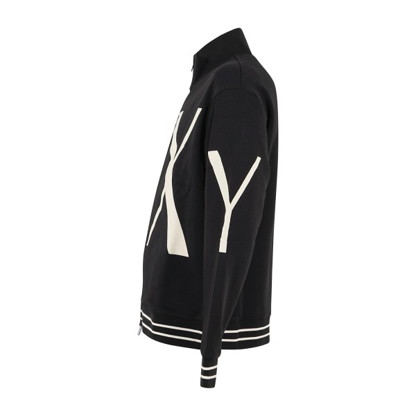 Armani Exchange - Felpa full zip nera con e stampa logo relaxed fit per uomo |