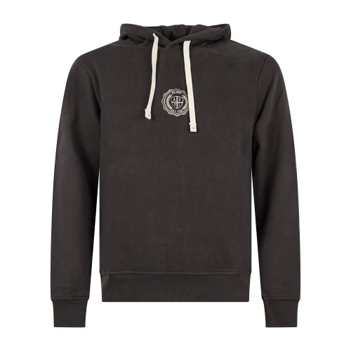 Armani Exchange - Felpa grigia con cappuccio in cotone con logo ricamato