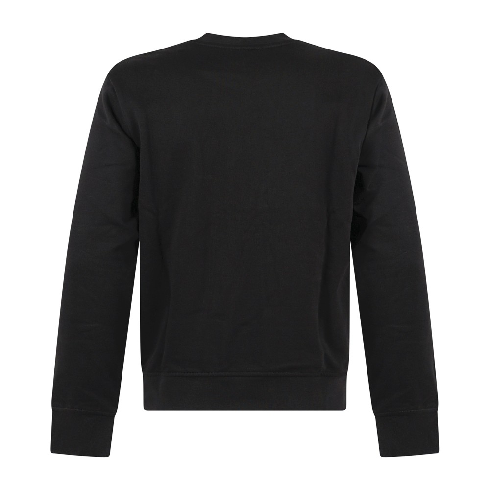 Armani Exchange - Felpa girocollo nera in cotone con logo in rilievo regular