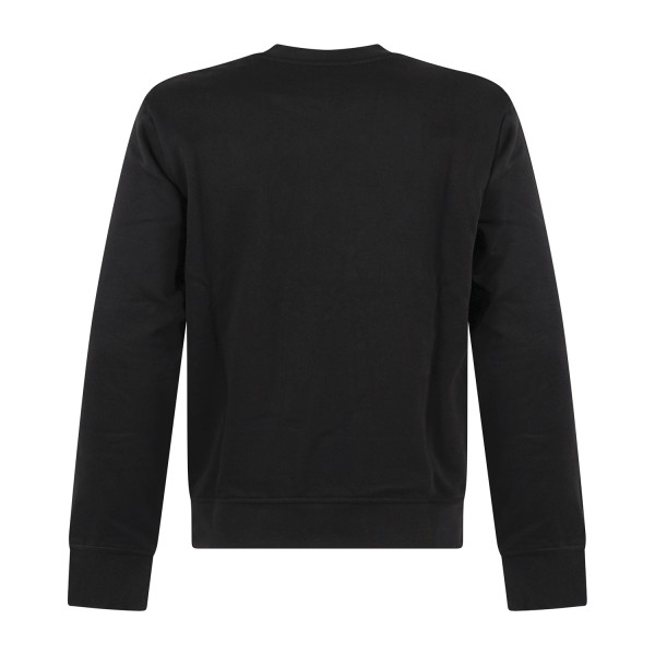 Armani Exchange - Felpa girocollo nera in cotone con logo in rilievo regular