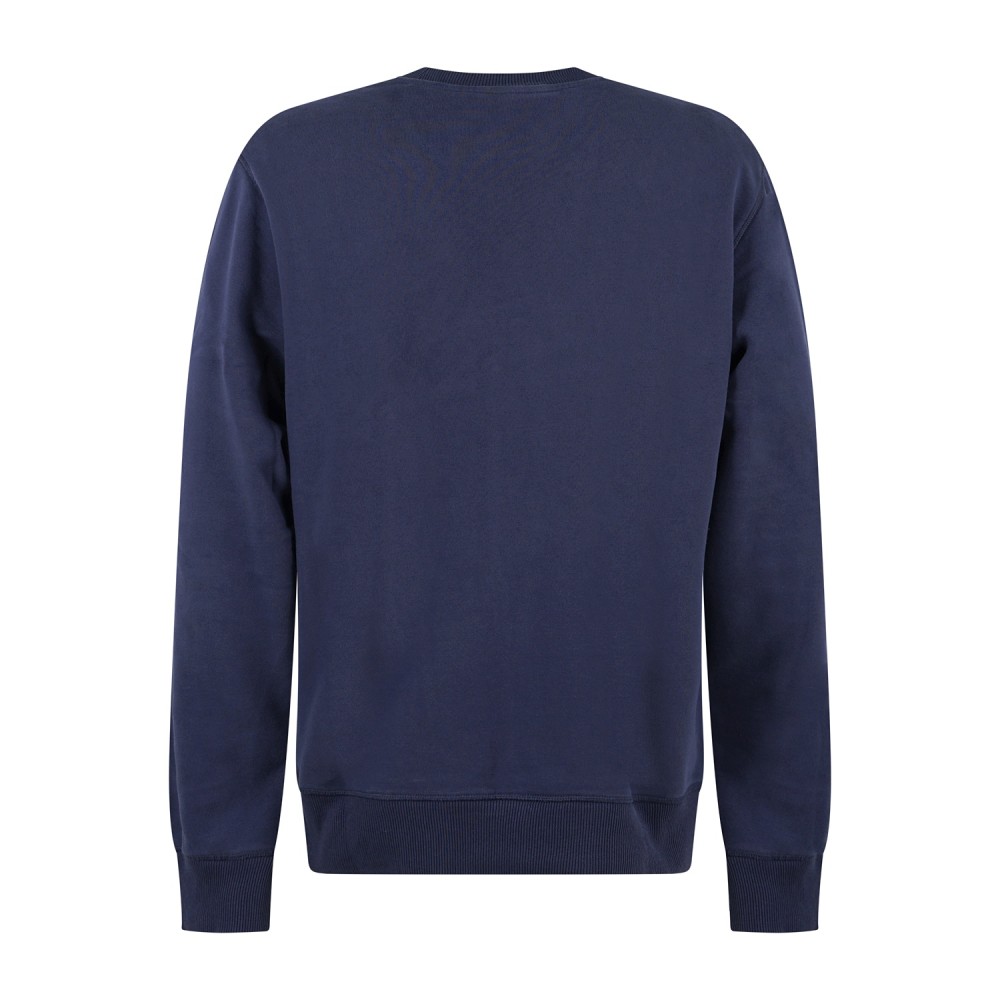 Timberland - Felpa girocollo blu in cotone logo ricamato regular fit per uomo |