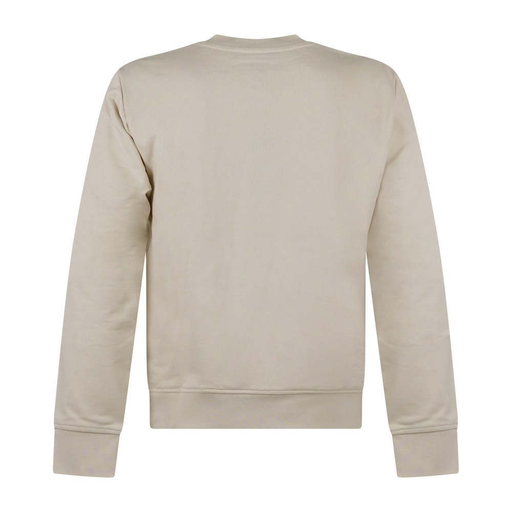 Armani Exchange - Felpa girocollo bianca in cotone con logo in rilievo regular