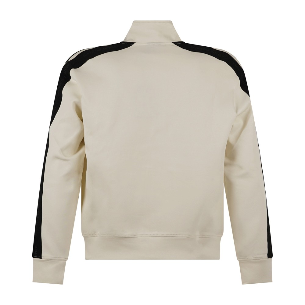 Armani Exchange - Felpa full zip bianca con bande in contrasto regular fit per