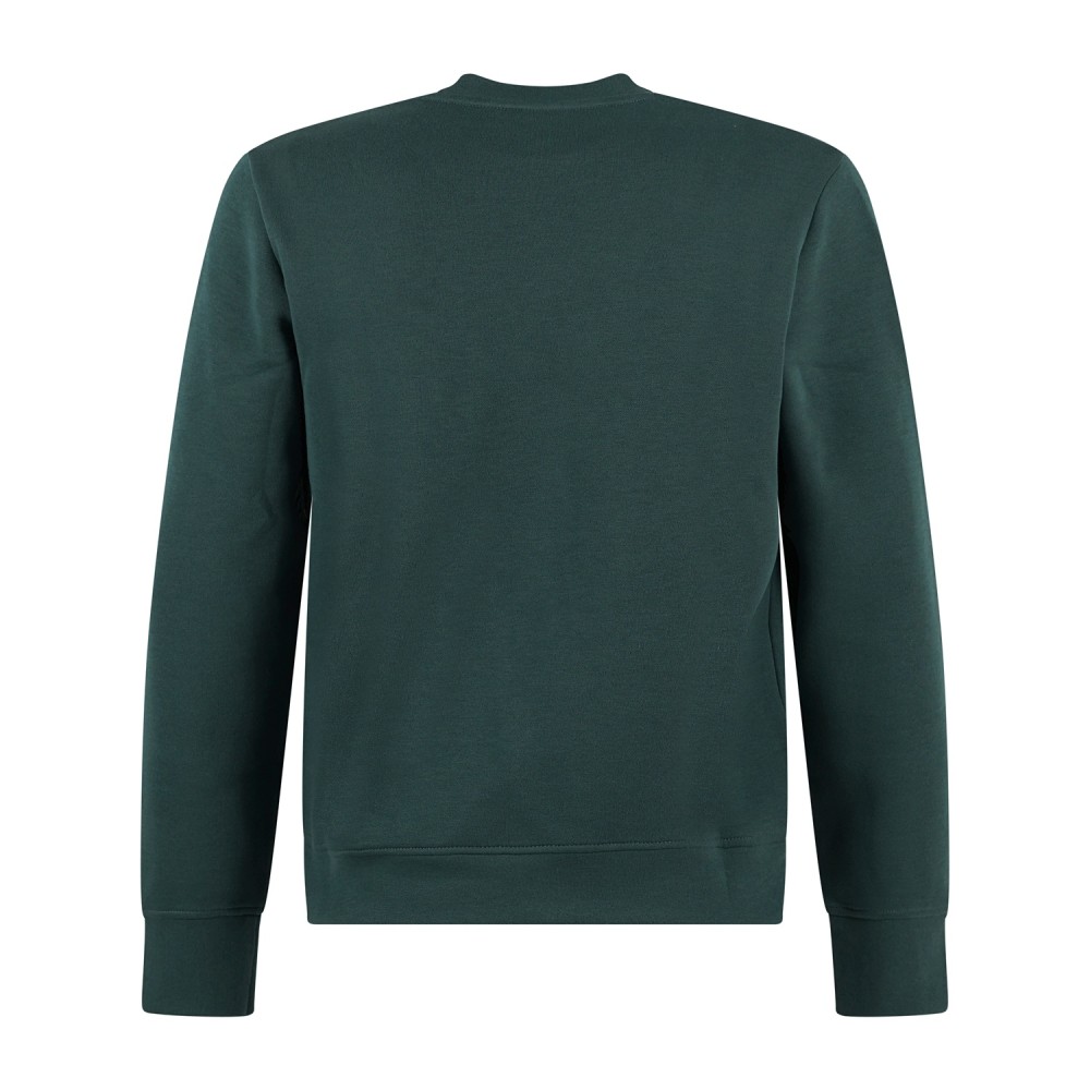 Armani Exchange - Felpa verde girocollo in cotone con patch logo regular fit