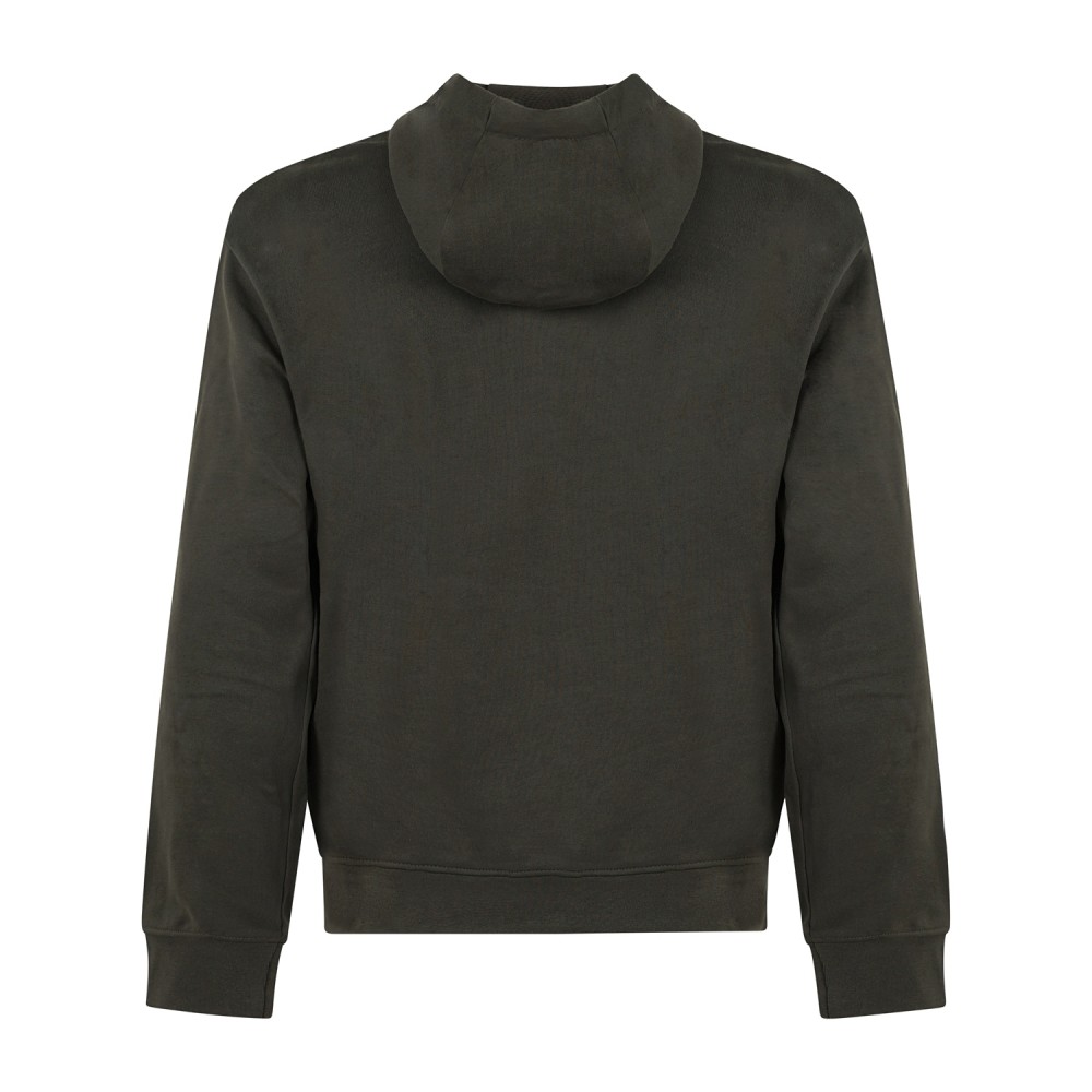 Armani Exchange - Felpa verde con cappuccio in cotone con logo ricamato regular
