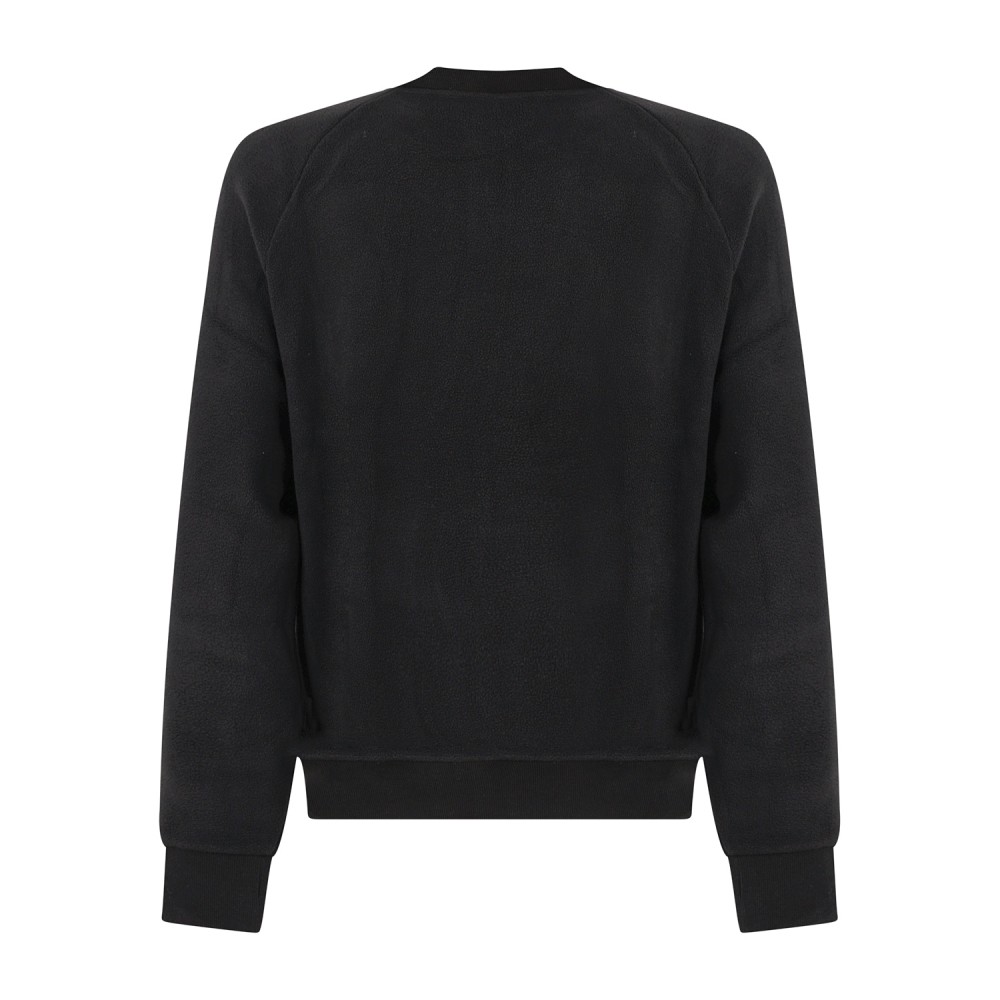 Polo Ralph Lauren - Felpa nera in pile full zip con patch logo ricamato per