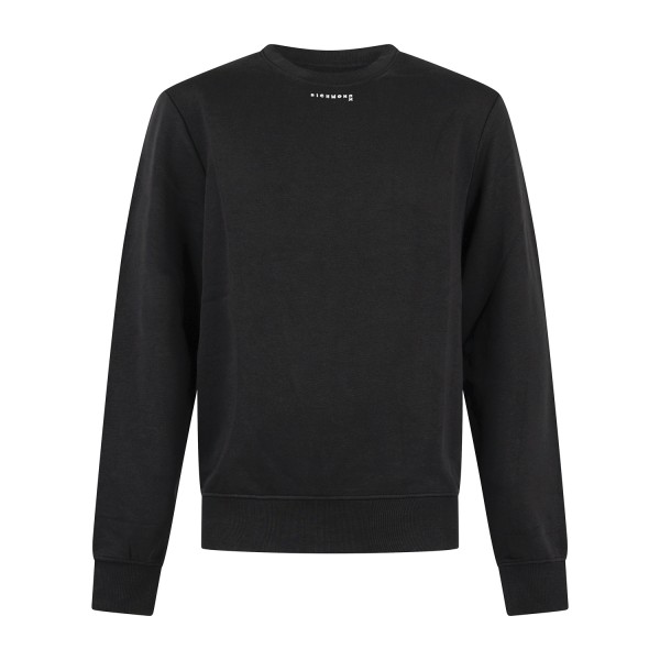 Richmond X - Felpa nera girocollo in cotone con logo ricamato regular fit per