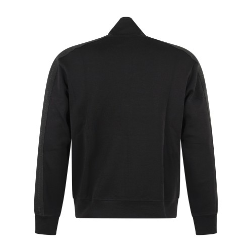 Armani Exchange - Felpa nera con zip doppio cursore in cotone con banda logata 2