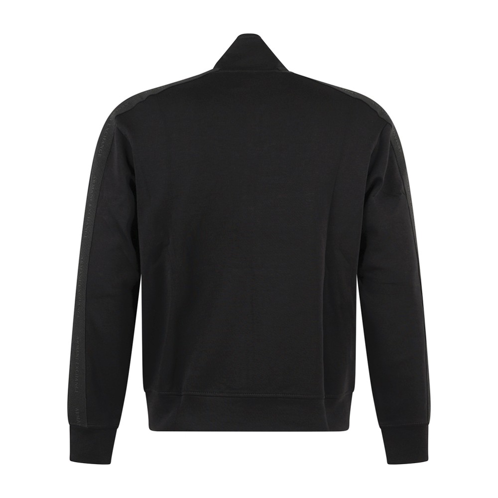 Armani Exchange - Felpa nera con zip doppio cursore in cotone con banda logata