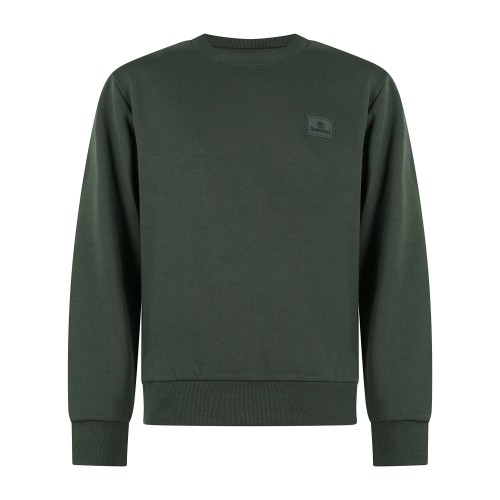 Timberland - Felpa girocollo verde in cotone patch silicone regular fit per