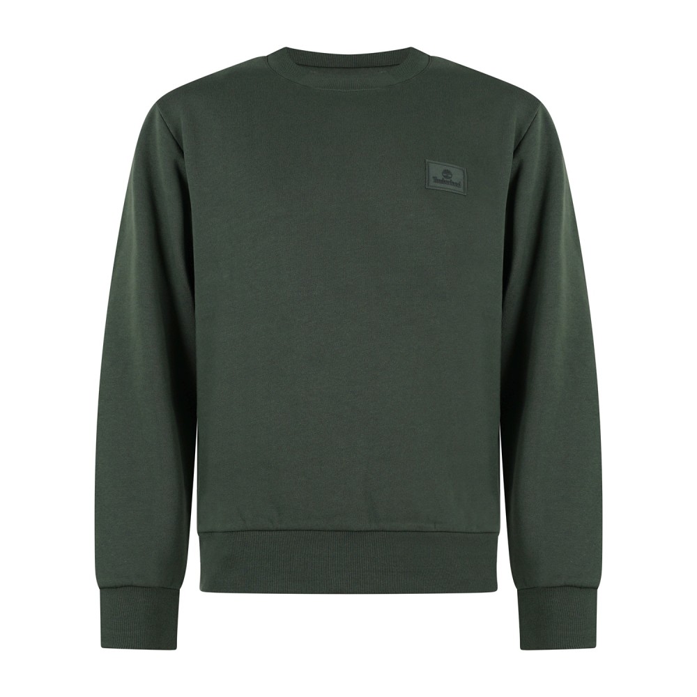 Timberland - Felpa girocollo verde in cotone patch silicone regular fit per