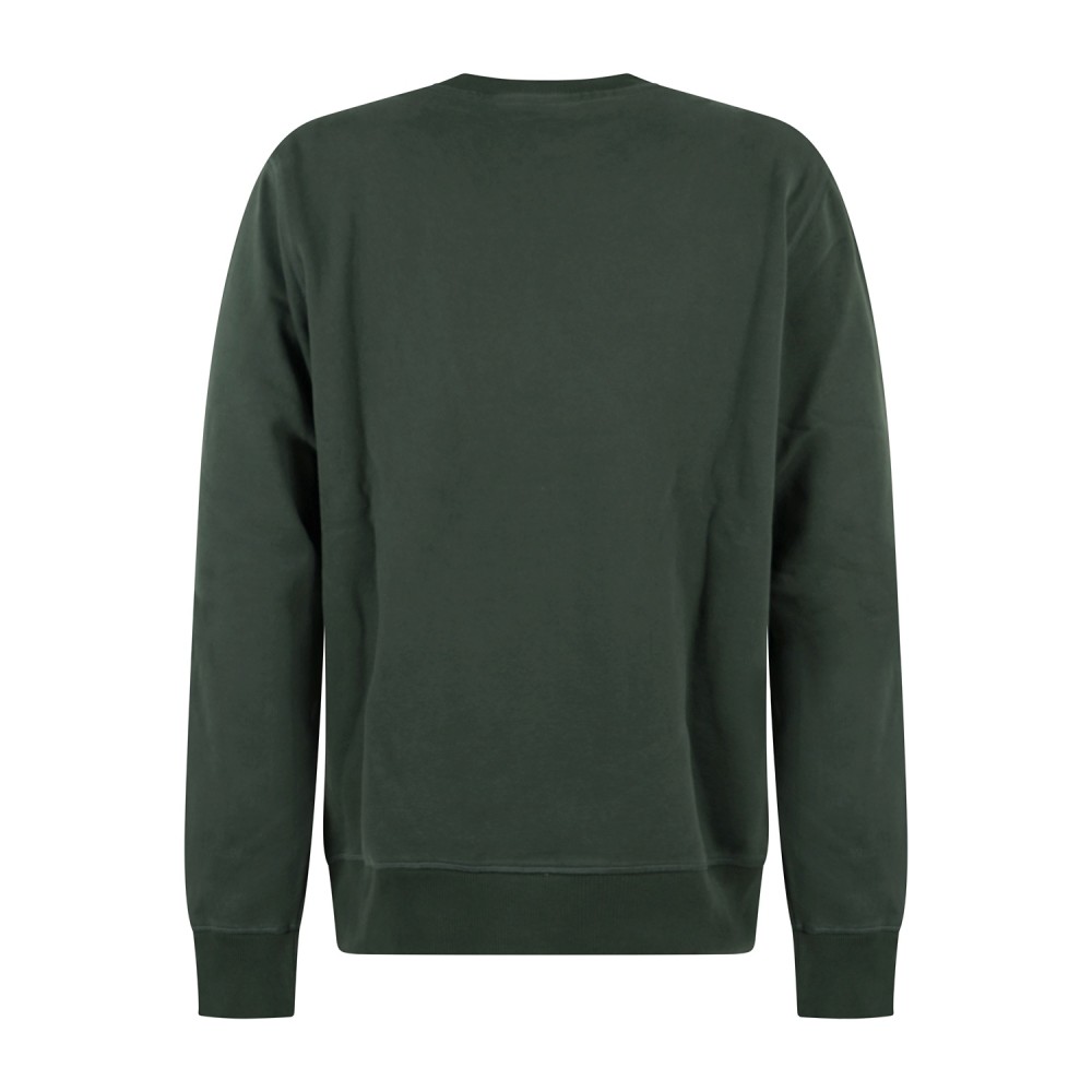 Timberland - Felpa girocollo verde in cotone logo ricamato regular fit per uomo