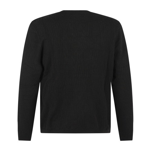 Armani Exchange - Maglione girocollo nero in viscosa jacquard all over regular 2