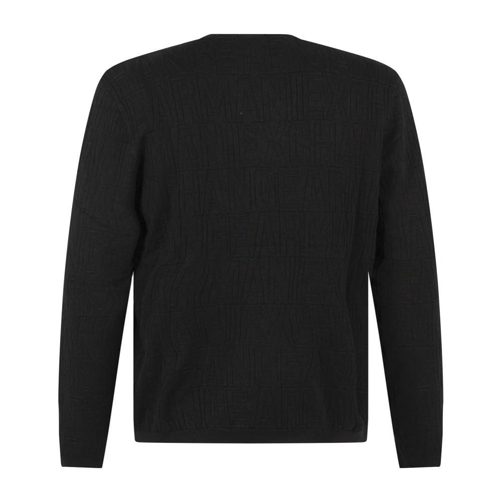 Armani Exchange - Maglione girocollo nero in viscosa jacquard all over regular