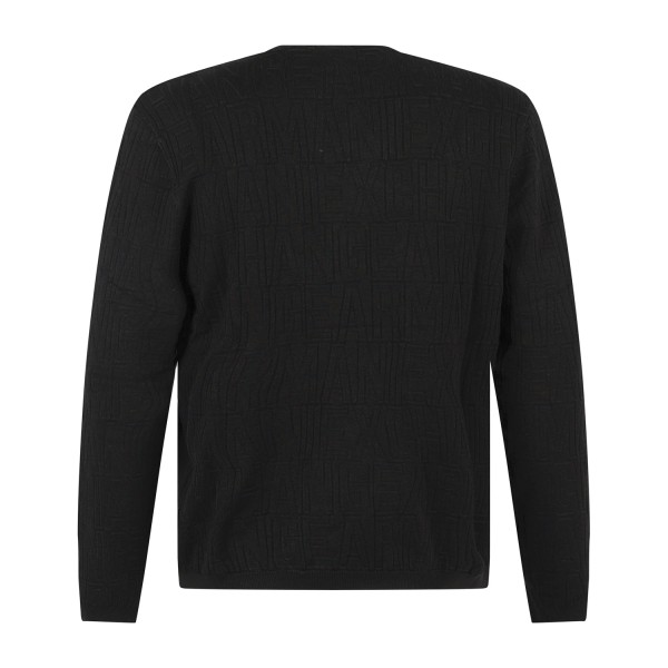 Armani Exchange - Maglione girocollo nero in viscosa jacquard all over regular