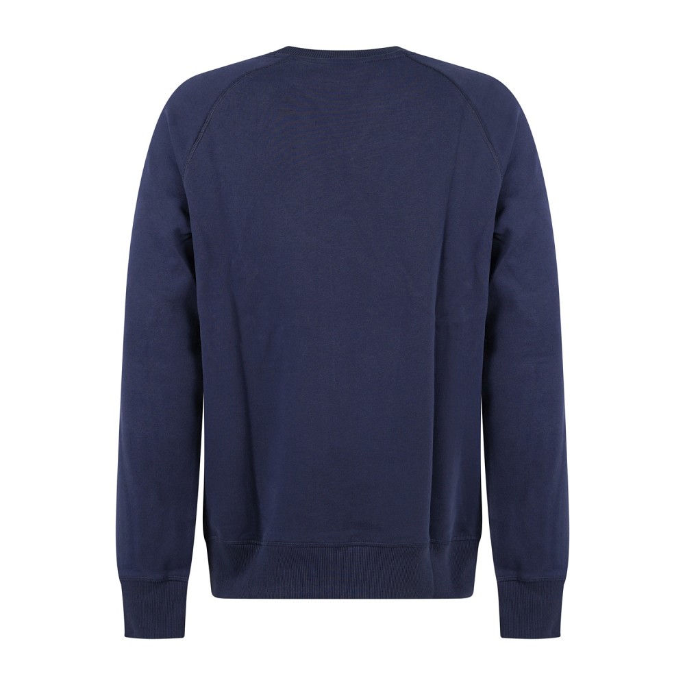 Timberland - Felpa girocollo blu in cotone logo ricamato regular fit per uomo |