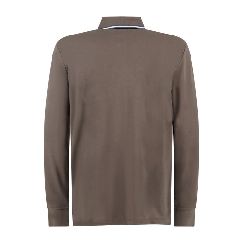 Armani Exchange - Polo beige manica lunga in piqué di cotone regular fit per 2