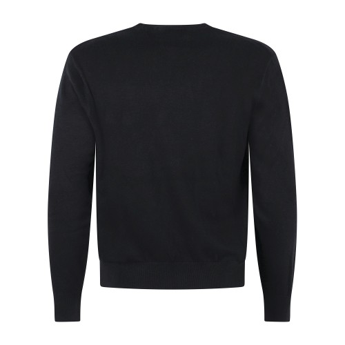 Armani Exchange - Maglione girocollo nero in cotone con logo ricamato regular 2