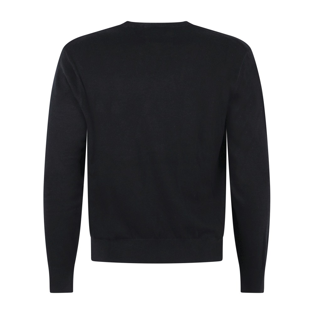 Armani Exchange - Maglione girocollo nero in cotone con logo ricamato regular