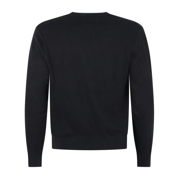 Armani Exchange - Maglione girocollo nero in cotone con logo ricamato regular