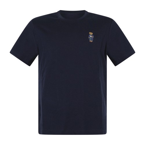 Polo Ralph Lauren - T-shirt blu con patch orsetto ricamato sul petto per uomo |