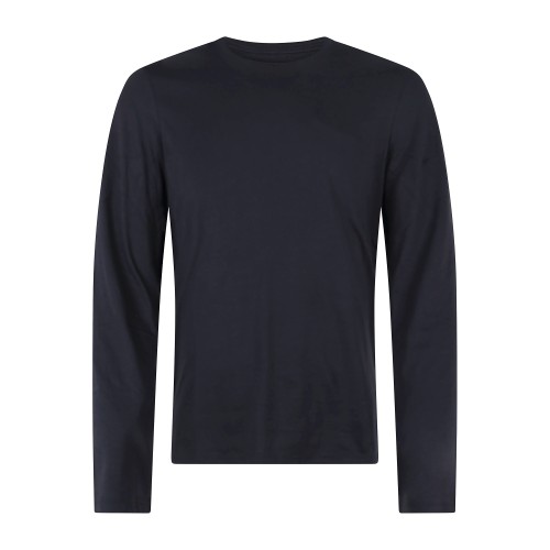 Armani Exchange - T-shirt blu con maniche lunghe in cotone regular fit per uomo