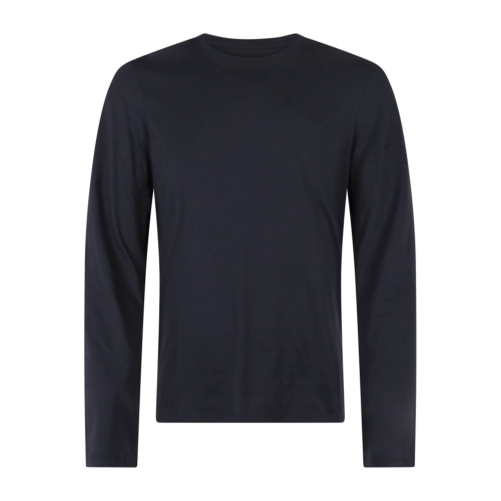 Armani Exchange - T-shirt blu con maniche lunghe in cotone regular fit per uomo