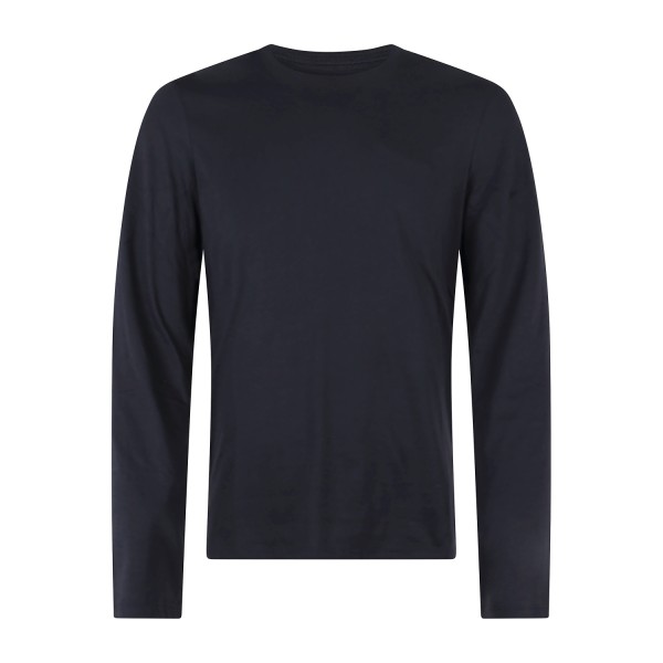 Armani Exchange - T-shirt blu con maniche lunghe in cotone regular fit per uomo